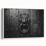 Framed canvas featuring a black and white vintage poster of a landscape, ideal for bedroom wall art.