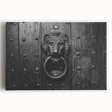 Large black and white photo of architectural details on stretched canvas, suitable for kitchen art.