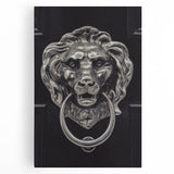 Large black and white photo of architectural hardware on stretched canvas, suitable for kitchen wall art.