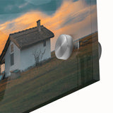 Large abstract wall art piece in mid-century modernist style, featuring geometric shapes in muted earth tones, acrylic print.