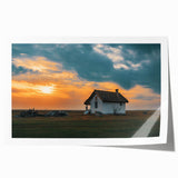 Extra large rolled print featuring a floral art design on architecture houses, in pastel colors.