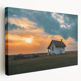 Architectural house designs on stretched canvas, featuring neutral and earth tones, suitable for kitchen wall art.