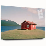 Large abstract wall art on acrylic glass depicting multicolored geometric shapes.