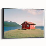 Black and white vintage poster art of architectural houses on framed canvas, ideal for bedroom wall decor.