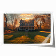Extra large rolled print of a floral and architectural design in muted earth tones, ideal for art wall dining room.