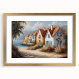 Extra large abstract art print with textured design in muted gold and beige, framed in gold, ideal for living room decor.