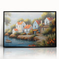 Large abstract wall art featuring geometric shapes in muted earth tones on a framed acrylic.