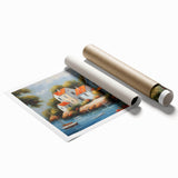 Extra large rolled print featuring a floral design in pastel shades, ideal for classy bathroom or large living room wall art.