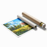 Extra large rolled print featuring a floral design in pastel shades, suitable for classy bathroom wall art.