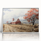 Art Deco style poster of stylized buildings on white acrylic, framed, ideal for nursery wall art.