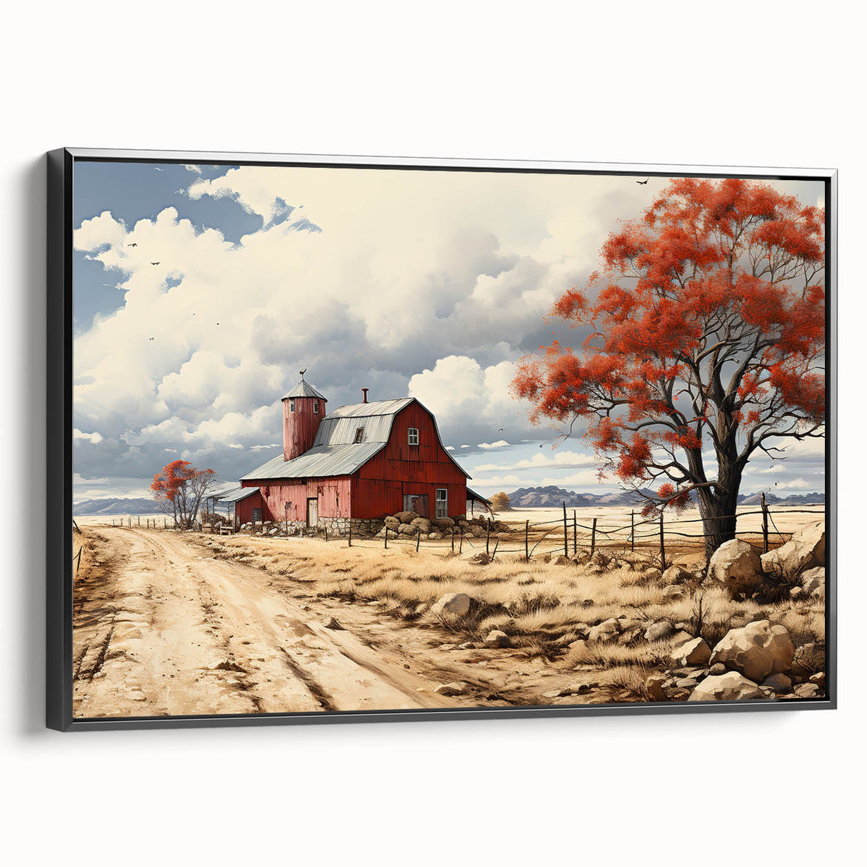Black and white vintage poster art of architectural houses on a framed canvas, ideal for bedroom wall decor.