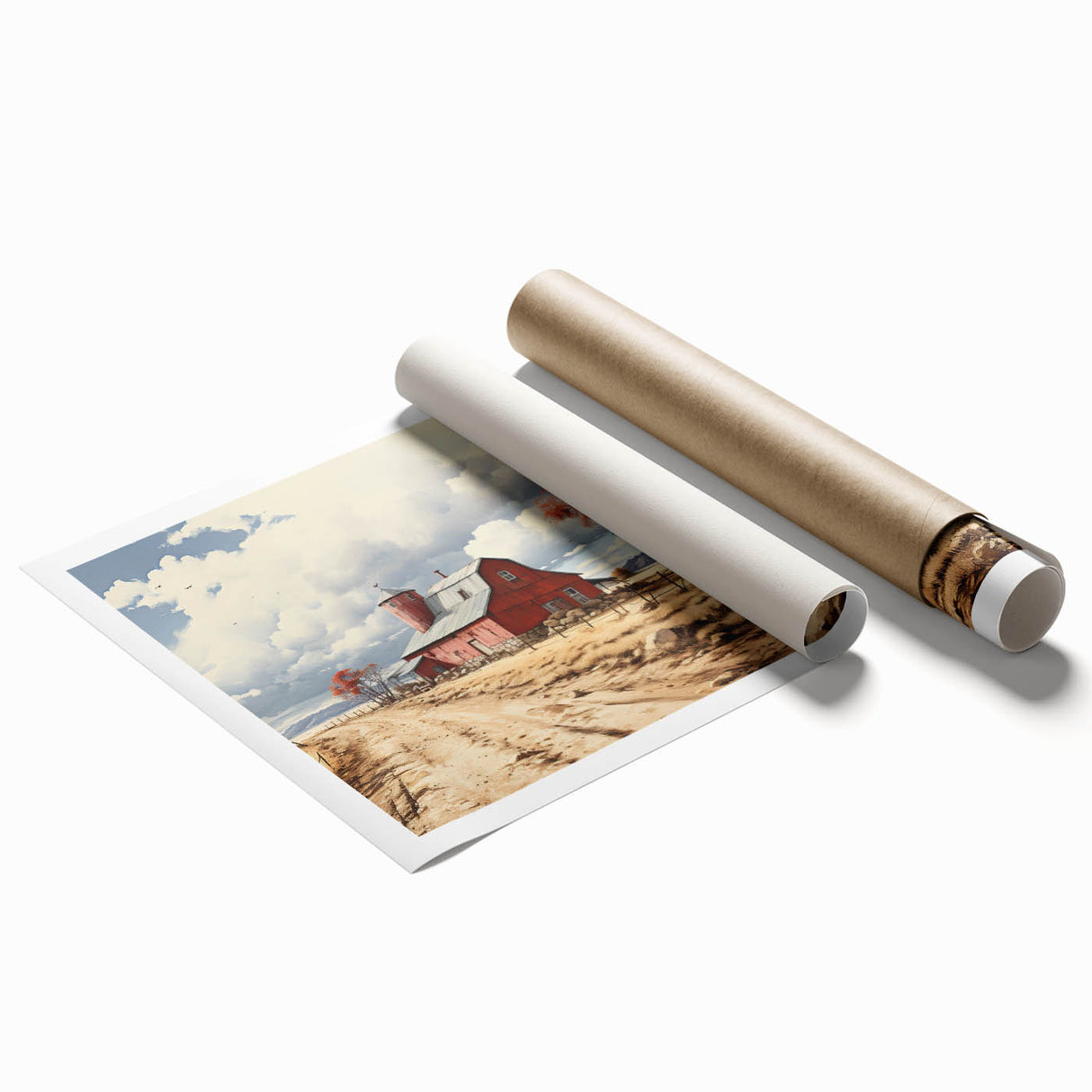 Extra large rolled print featuring a floral design in muted earth tones, ideal for classy bathroom wall art.