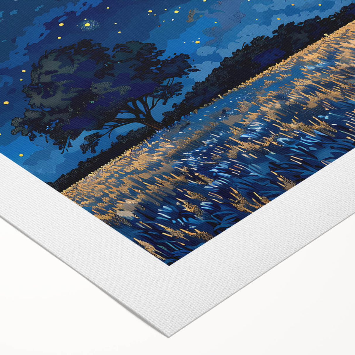 Art deco poster featuring geometric patterns and metallic colors on rolled canvas, suitable for dining room decor.