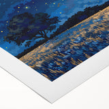 Art deco poster featuring geometric patterns and metallic colors on rolled canvas, suitable for dining room decor.