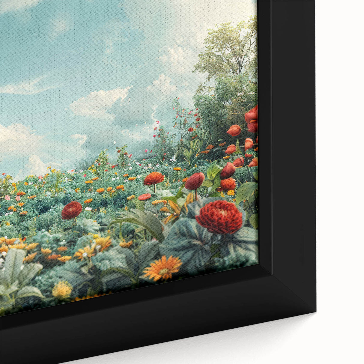 Extra large framed canvas featuring textured, black wall art with colorful abstract designs, ideal for living room decor.