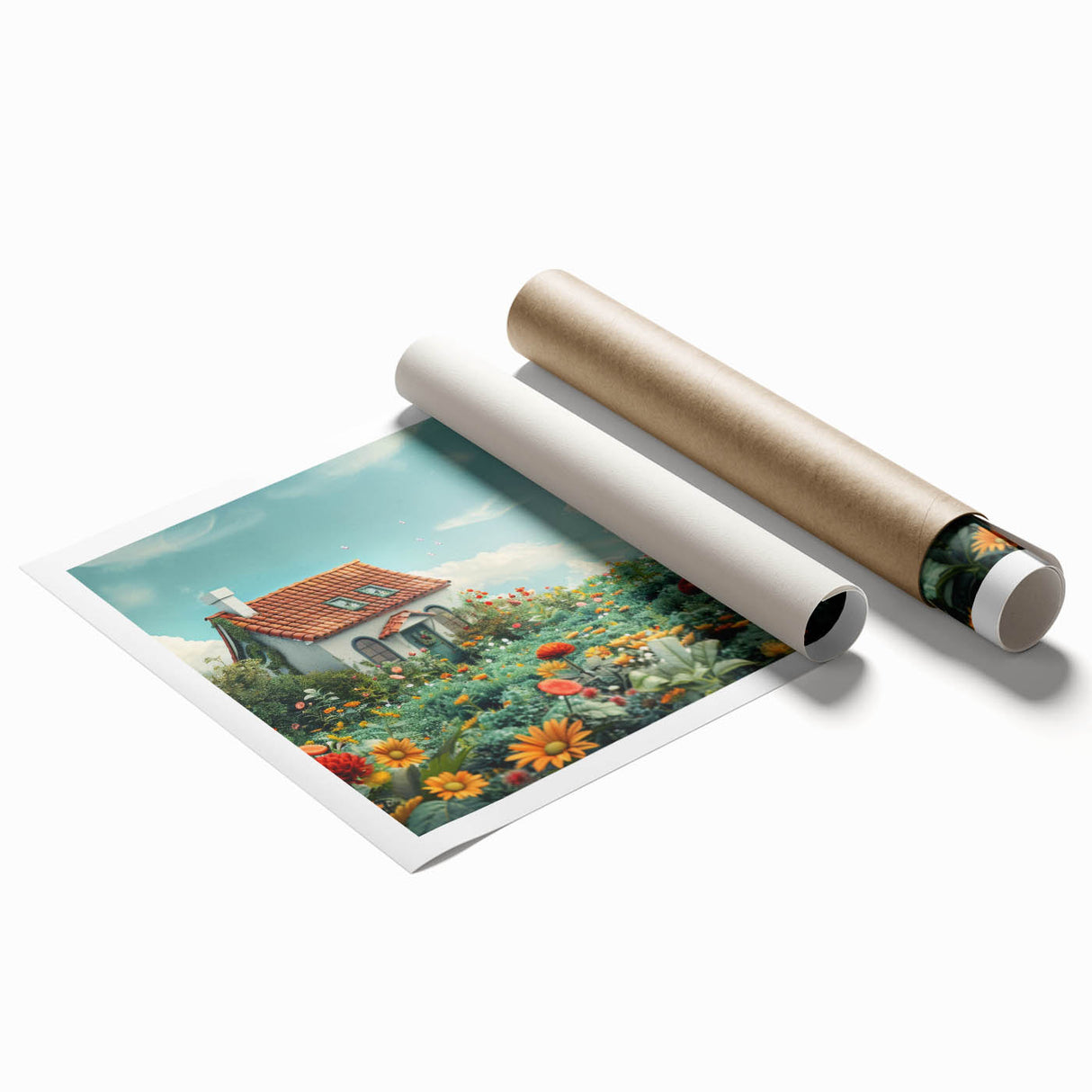 Extra large rolled print featuring a floral design in soft pastel shades, ideal for classy bathroom wall art.
