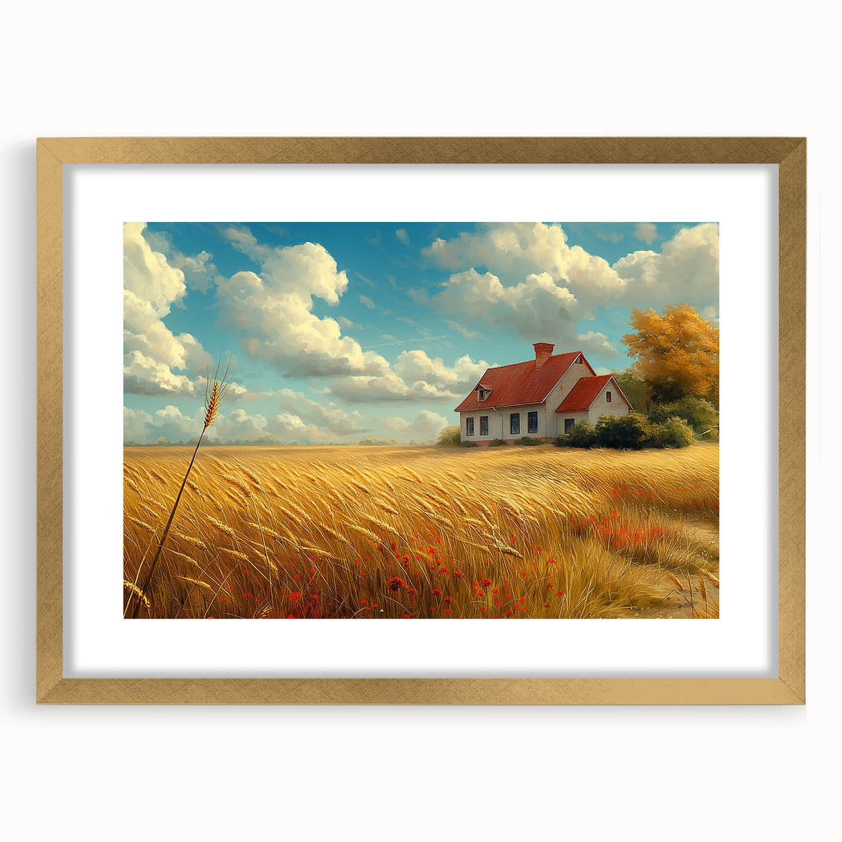 Extra large abstract art print featuring textured design in earthy tones, framed in gold, ideal for living room decor.