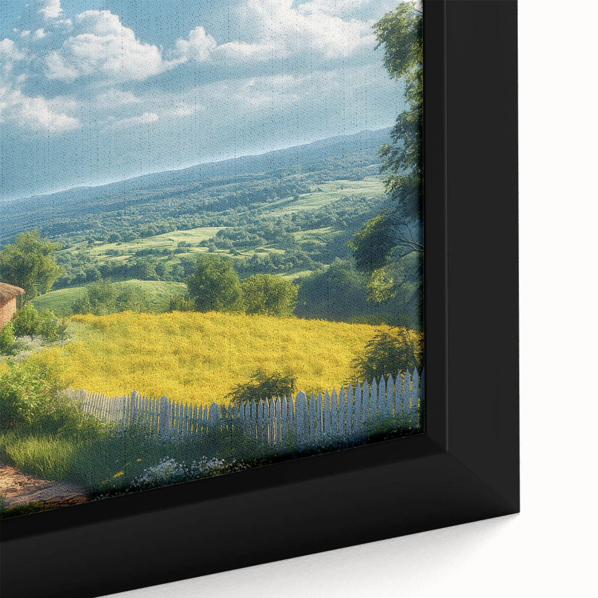 Extra large framed canvas featuring a textured close-up of colorful, abstract architecture, ideal for living room decor.