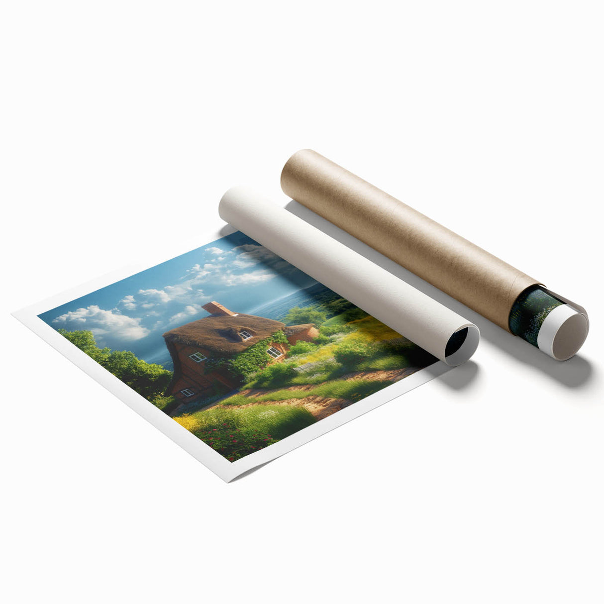 Extra large rolled print featuring a floral design in soft pastel shades, ideal for classy bathroom wall art.