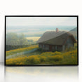 Large abstract wall art featuring geometric shapes in muted earth tones on a framed acrylic.
