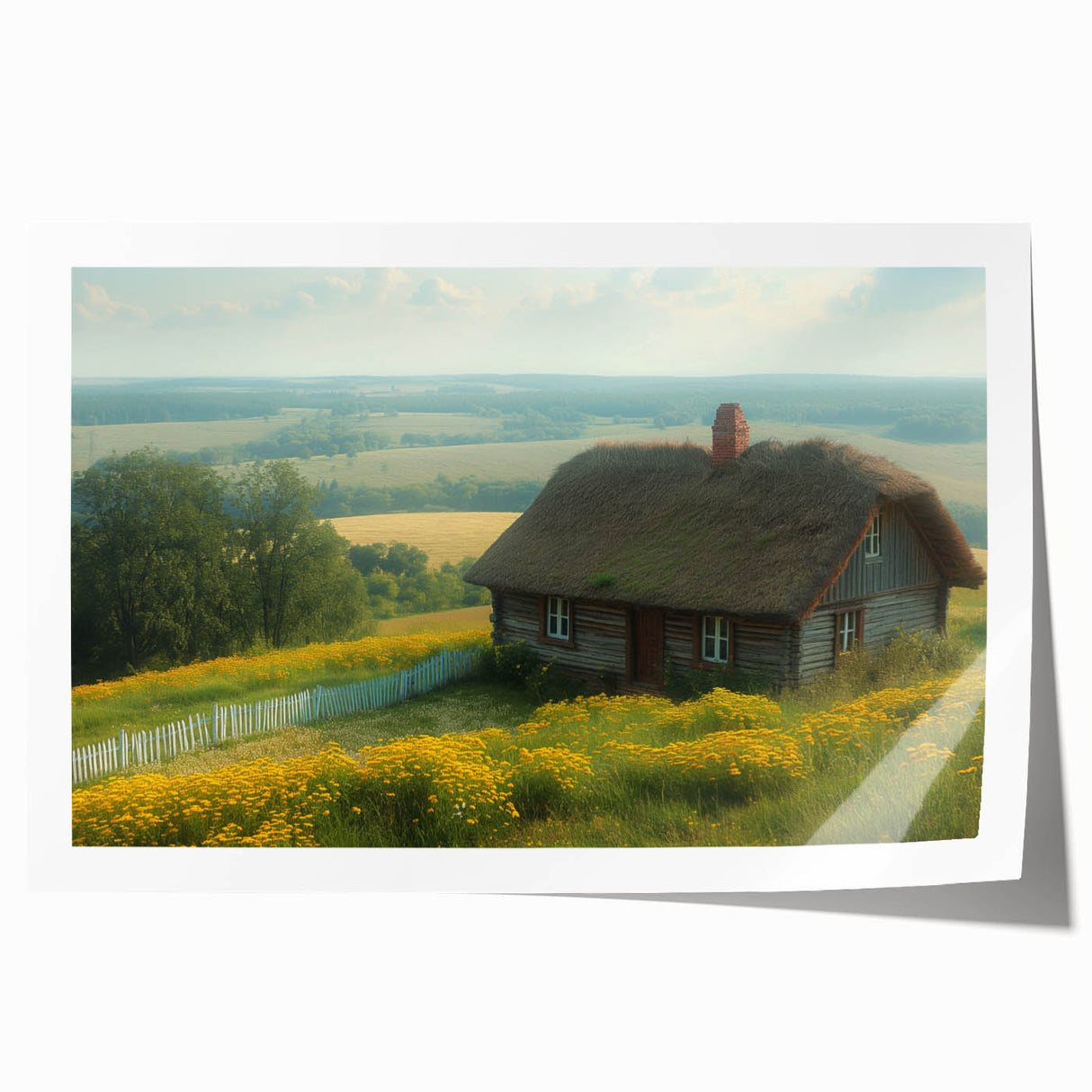 Extra large rolled print featuring a floral design in muted earth tones, ideal for dining room wall art.