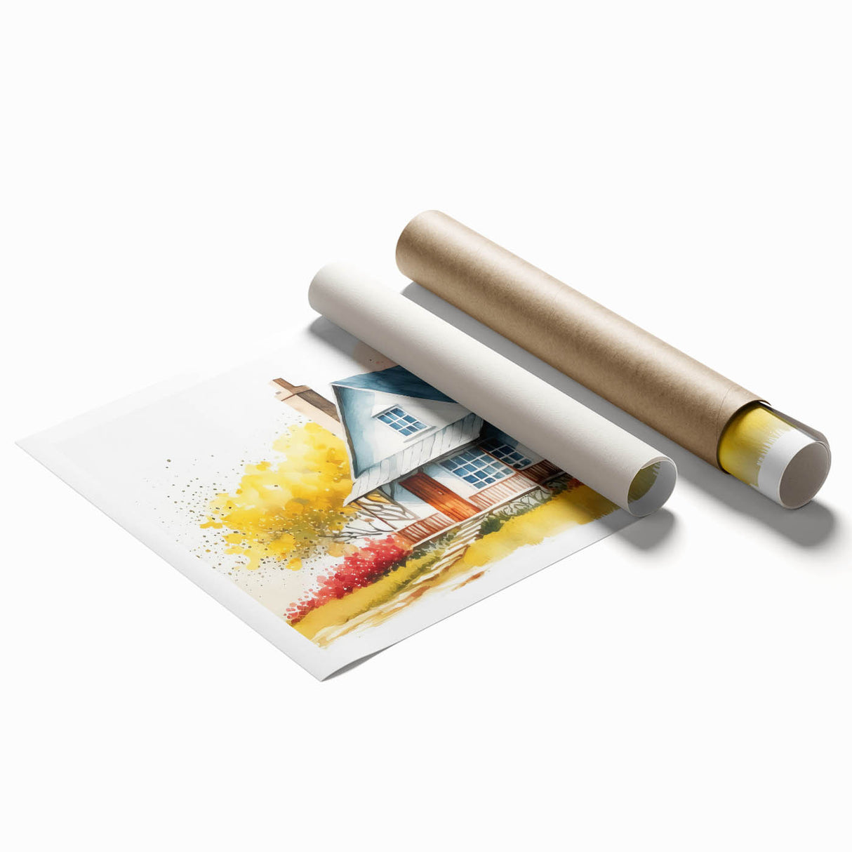 Extra large rolled print featuring a floral design in soft pastel colors, ideal for classy bathroom wall art.