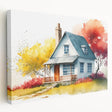 Modern architecture design on stretched canvas featuring neutral and beige tones, perfect for kitchen wall art.