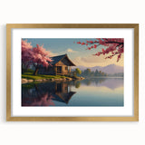 Extra large abstract art print featuring textured design in gold and white tones, framed with mat.