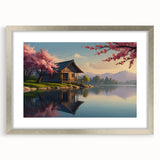 Abstract textured art print in muted gray and blue tones, framed in silver, ideal for modern bedroom ambiance.