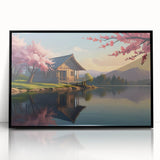 Large abstract wall art featuring geometric shapes in earth tones, framed in black acrylic.