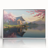 Art deco poster featuring geometric patterns in muted gold and white tones, framed in acrylic, suited for nursery wall art.