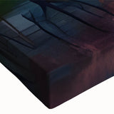 Large art on stretched canvas featuring a black and white landscape of houses, ideal for bedroom wall decor.