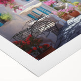 Art deco poster featuring streamlined geometric buildings in pastel shades on rolled canvas, ideal for dining room wall art.