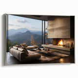 Framed canvas landscape art painting featuring a vintage black and colorful cityscape, ideal for office decor.
