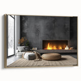 Framed canvas wall art featuring a vintage poster of a black and white landscape, ideal for bedroom decor.