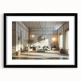 Extra large abstract art print featuring textured, colorful art in a black frame, ideal for living room decor.