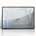 Large abstract wall art featuring geometric shapes in black and white, framed in black acrylic.