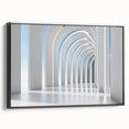 Black and white framed canvas featuring a vintage landscape painting, ideal for bedroom wall decor.