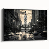 Black and white framed canvas featuring a vintage poster art style landscape, suitable for bedroom decor.