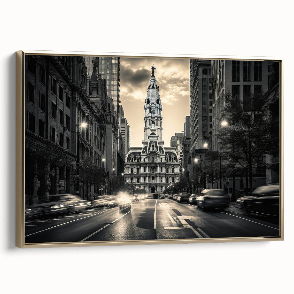 Framed canvas featuring a vintage landscape painting with muted earth tones, ideal for bedroom wall decor.