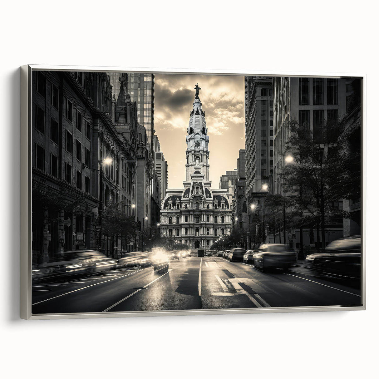 Framed canvas featuring a black and colorful vintage landscape painting, ideal for enhancing living room decor.