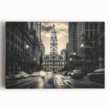Black and white photo of an architectural museum on stretched canvas, suitable for kitchen wall art.