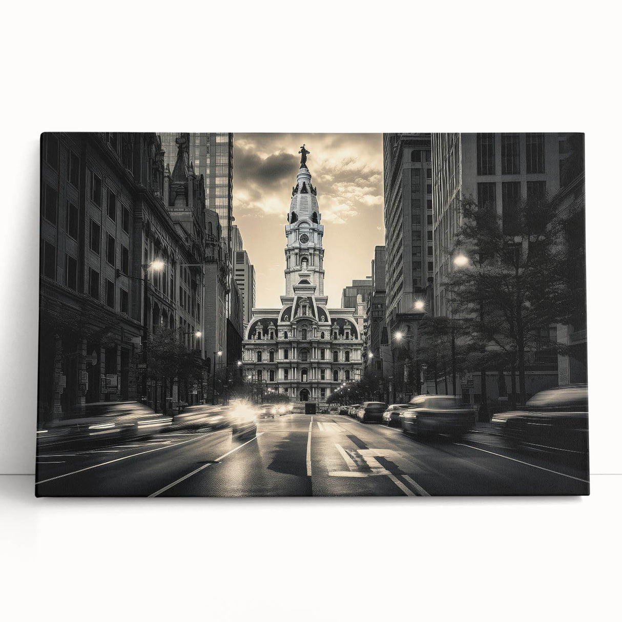 Large black and white photo of museum architecture on stretched canvas, ideal for kitchen wall art or bedroom decor.