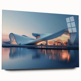 Large abstract wall art on acrylic glass depicting vibrant, swirling colors, suited for bedroom or dining room decor.