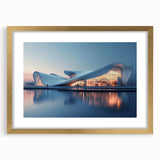 Extra large abstract art print featuring textured swirls in gold and white, framed with a gold mat.