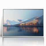 Art deco poster featuring geometric patterns and muted gold and teal tones on a framed acrylic, ideal for nursery wall decor.