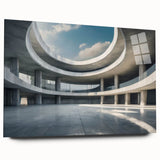 Large abstract wall art on acrylic glass depicting dynamic geometric shapes in monochrome tones.