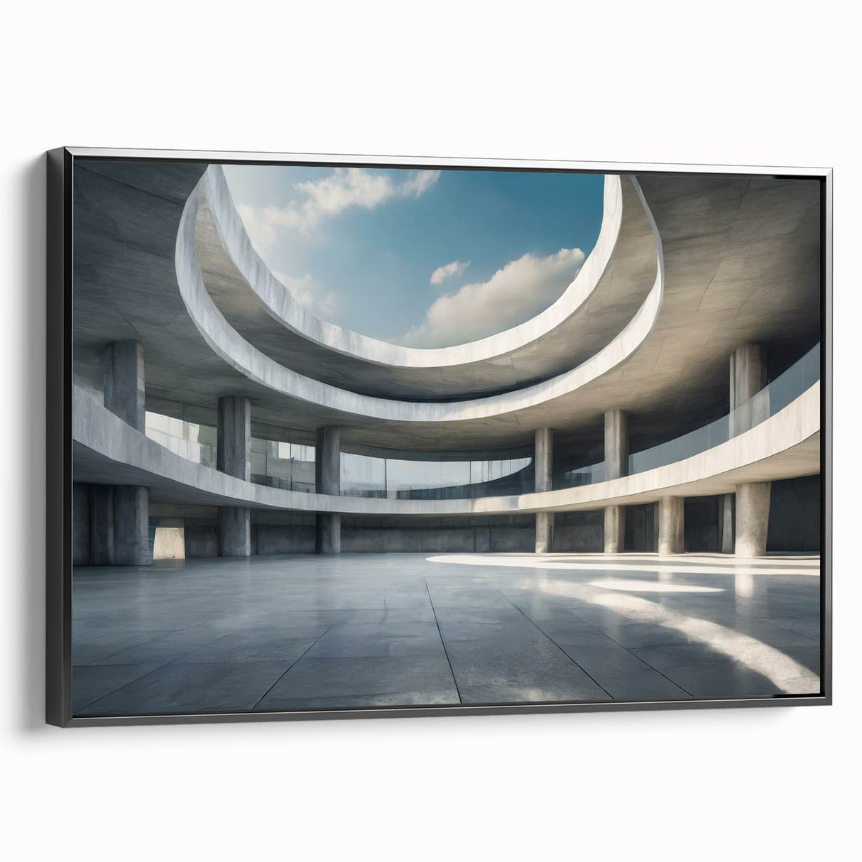Black and white framed canvas depicting a vintage poster-style landscape, ideal for bedroom wall decor.