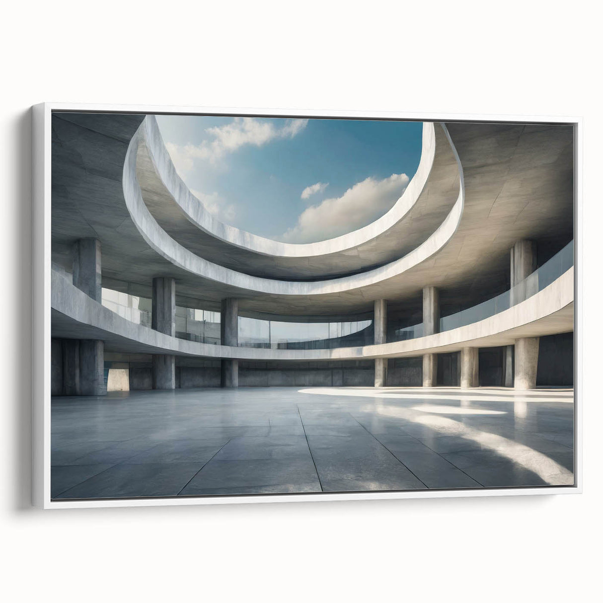 Extra large framed canvas featuring a vintage poster art of colorful, abstract architecture, ideal for living room decor.