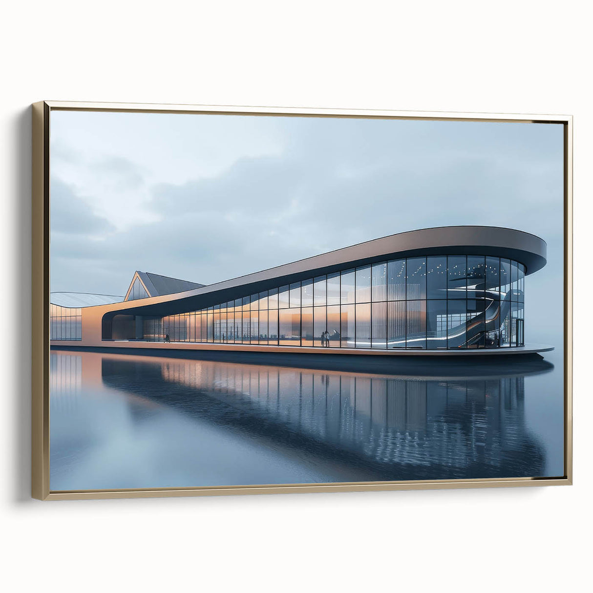 Framed canvas depicting a vintage landscape painting in muted gold and black tones, ideal for bedroom wall decor.